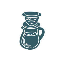 Hand-drawn coffee illustration with ink. Original drawing.