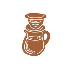 Hand-drawn coffee illustration with ink. Original drawing.