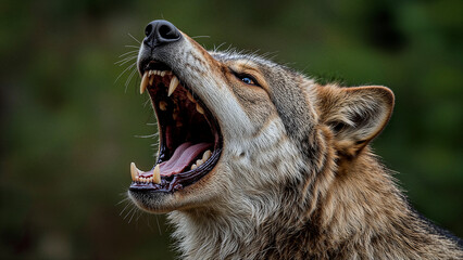 A lone wolf howling in primal power