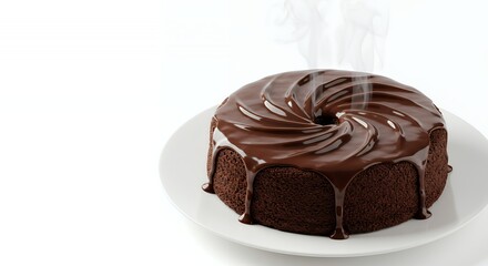 Indulge in the Decadence: A Steaming Hot Chocolate Cake, Freshly Glazed and Ready to Savor.