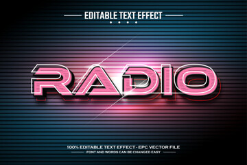 Radio 3D editable text effect template