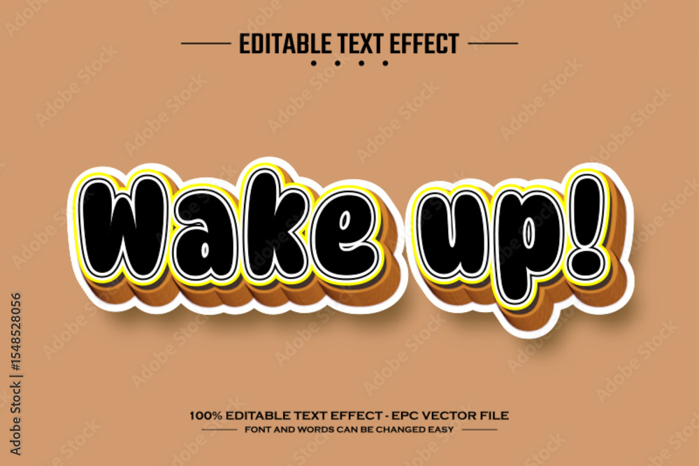 Poster wake up 3d editable text effect template