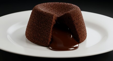 Indulge in Decadence: A Molten Chocolate Lava Cake, Rich, Dark, and Exquisitely Presented on a Pristine White Plate.