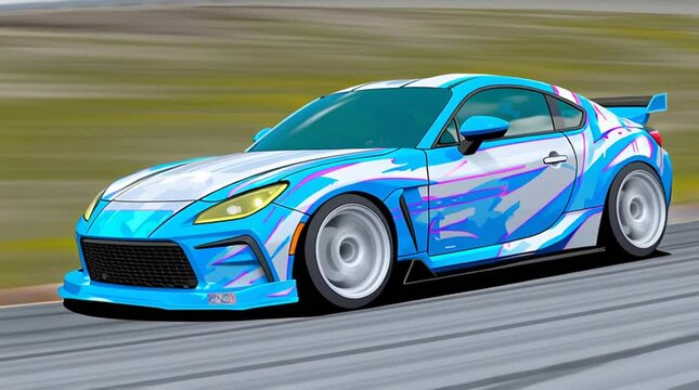 A race car speeds down the track from the pole position during a time trial 