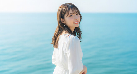 Refreshing and Natural Smiling Portrait of a Young Japanese Woman