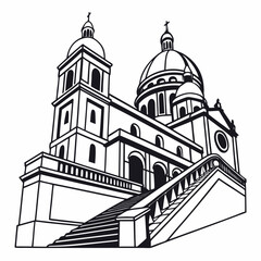 Symmetrical vector silhouette of a monumental building