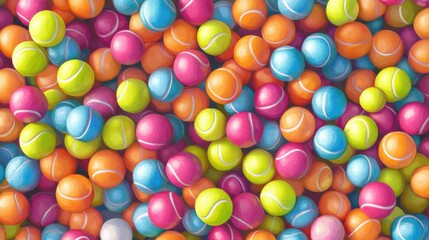 Fototapeta premium Colorful Tennis Balls Composition with Unique Variations of Color and Texture