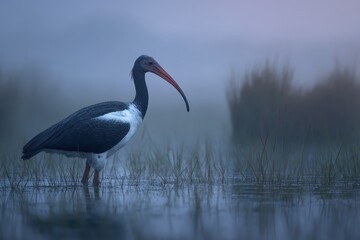 Fototapeta premium A bird standing in a body of water