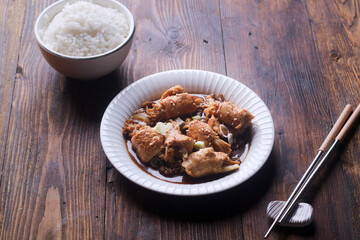 Chicken roll with enoki mushroom with teriyaki sauce
