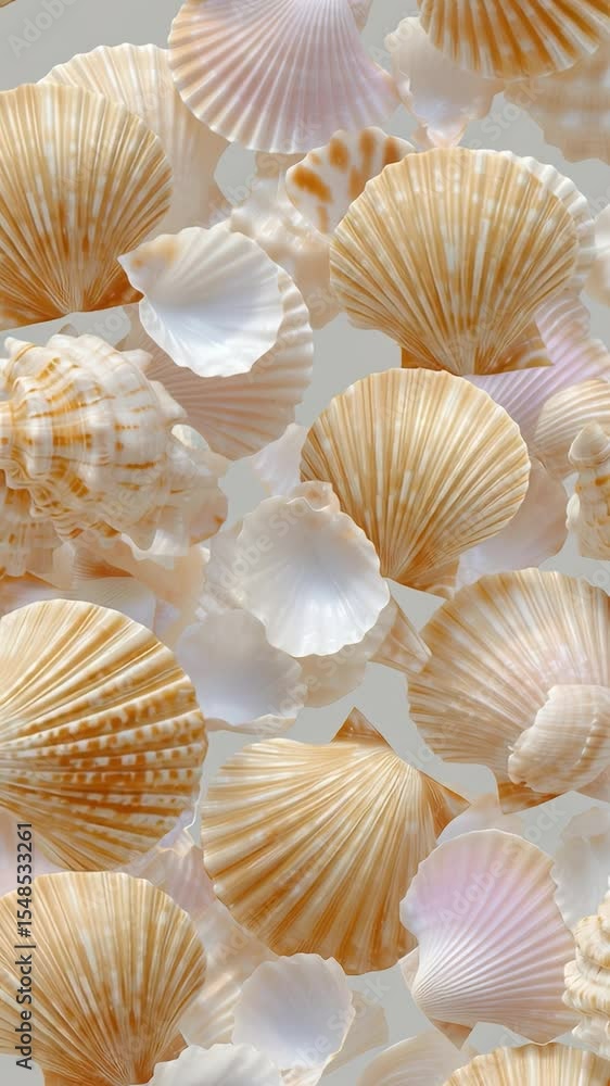 Poster beautiful collection of seashells displayed on soft background featuring various shapes and sizes fr