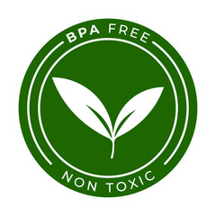 BPA Free and Non-Toxic Label Eco-Friendly Leaf Icon Badge Vector Illustration