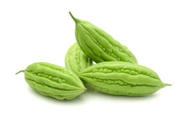 Bitter melon (Momordica charantia) isolated on white background 
