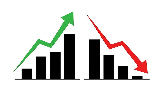 Business diagram showcasing increase and decrease, representing growth and loss