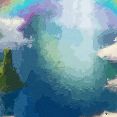 Various oil paintings, flowers, horses, waterfalls, forests, landscapes, swallows, butterflies, chrysanthemums, birds