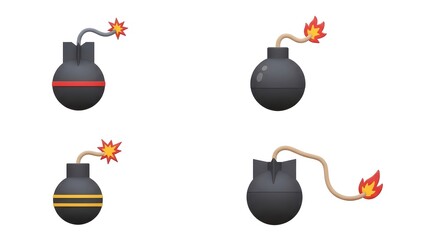 Cartoon Bomb Collection on White Background