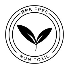 BPA Free and Non-Toxic Label Eco-Friendly Leaf Icon Badge Vector Illustration