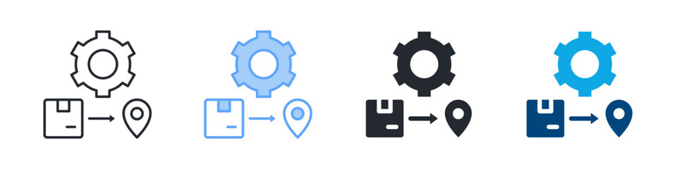 Logistics Icon Set Multiple Style. Designed In Outline, Blue, Glyph, Dual Tone