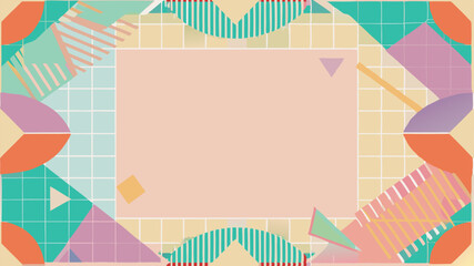 Abstract Geometric Pastel Frame with Tiles and Shapes.