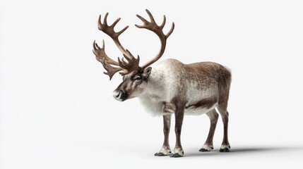 Side view of a reindeer against a plain white background (1)