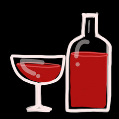wine bottle and glass