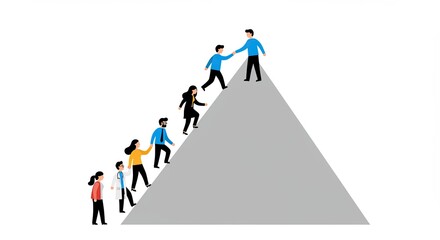 Illustration of teamwork and collaboration to reach a goal or achievement