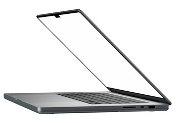 isolated laptop mockup with white blank screen. Super high resolution 4K 8K...