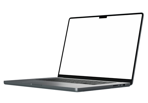 Isolated laptop mockup without background with white blank screen. super high resolution 4k 8k - Powered by Adobe