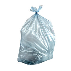 Light Blue Plastic Trash Bag Isolated on Black Background