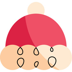 Flat Christmas Beanie Hat Winter Illustration