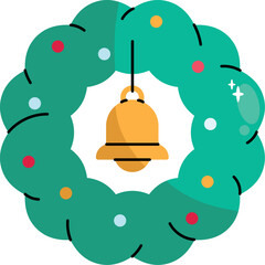 Fototapeta premium Flat Christmas Wreath Holiday Decoration Vector