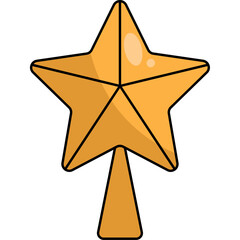 Golden Christmas Star Flat Vector Illustration