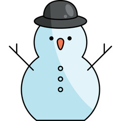 Christmas Snowman Character Flat Illustration