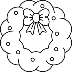 Flat Christmas Wreath Holiday Decoration Vector