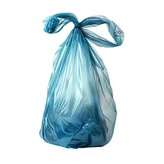 Blue plastic bag tied at the top on black background