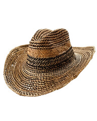 Woven Straw Cowboy Hat Black Background