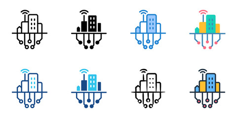 Smart Cities icon set multiple style collection