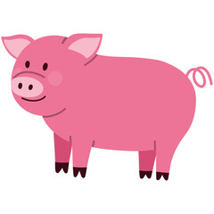 Pink pig cartoon illustration 