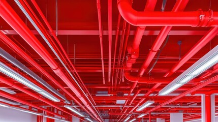 Red fire protection pipes industrial structure