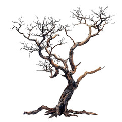 Fototapeta premium Dead Tree Isolated Black Background Nature Art