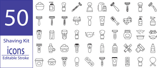 Shaving Kit Icons &ndash; Grooming Essentials Vector Set