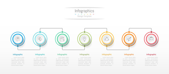 Infographic 7 options design elements for your business data. Vector Illustration.