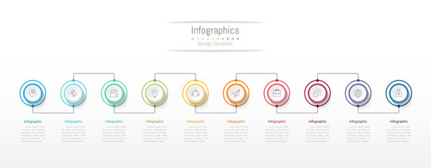 Infographic 10 options design elements for your business data. Vector Illustration.