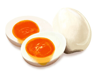 ゆで卵（1個と断面）半熟