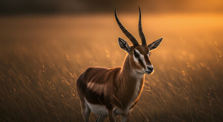 Antelope Portrait at Sunset in the African Savanna