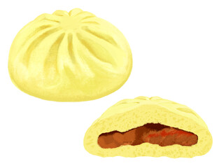 カレーまん（1個と断面）