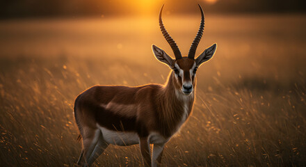 Antelope Portrait at Sunset in the African Savanna