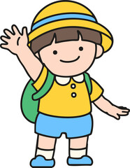 손 흔들며 반갑게 인사 하는 소년 벡터 이미지
Vector Image of a Boy Greeting