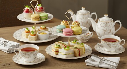 Indulge in an Elegant Afternoon Tea Party with Delicate Pastries and Fine China