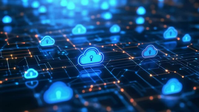 Blue Tech Cloud Data Security Network Transfer