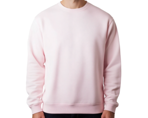 High-Quality Light Pink Crewneck Sweatshirt Mockup Man Wearing a Comfortable Sweater for Design Presentation